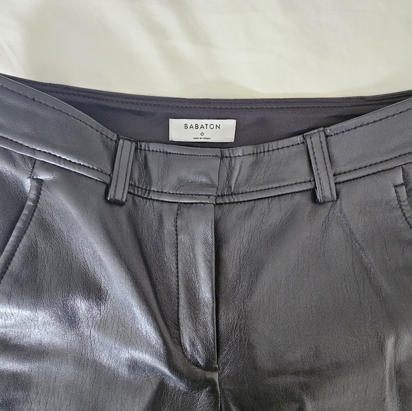 Aritzia Black Cropped Leather Pants - Picture 3 of 4